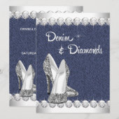 Cartes d'invitation pour fête d'anniversaire Denim (Devant / Derrière)