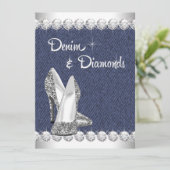 Cartes d'invitation pour fête d'anniversaire Denim (Debout devant)