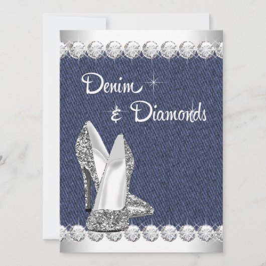 Cartes d'invitation pour fête d'anniversaire Denim (Devant)