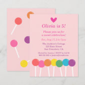 Cartes d'invitation pour fête d'anniversaire en fo (Devant / Derrière)