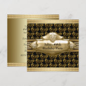 Cartes d'invitation pour fête d'anniversaire en or (Devant / Derrière)