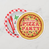 Cartes d'invitation pour fête d'anniversaire Pizza (Devant / Derrière)