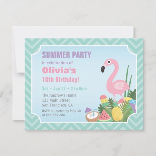 Cartes d'invitation pour fête d'anniversaire thème (Devant)