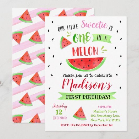 Cartes d'invitation pour fête d'anniversaire Water (Devant / Derrière)