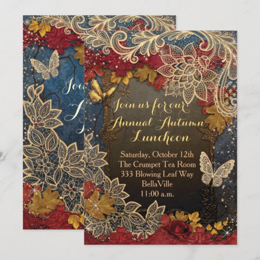CARTES D'INVITATION POUR FÊTE D'AUTOMNE (Devant / Derrière)