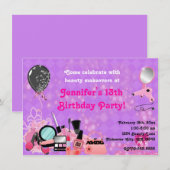 Cartes d'invitation pour fête de filles de beauté (Devant / Derrière)