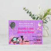 Cartes d'invitation pour fête de filles de beauté (Debout devant)