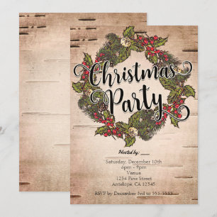 Cartes d'invitation pour fête de Noël en bois de b