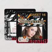 Cartes d'invitation pour fête de seize ans de star (Devant / Derrière)