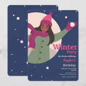 Cartes d'invitation pour fête d'hiver (Devant / Derrière)