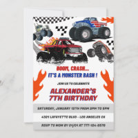 Cartes d'invitation pour fête Hot Wheels Boy Boom 