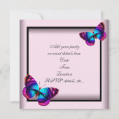 Cartes d'invitation pour fête papillon à coeur noi (Dos)