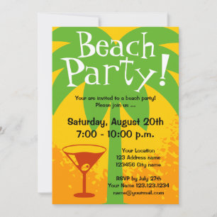 Cartes d'invitation pour fête sur la plage   invit