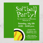 Cartes d'invitation pour fêtes de softball pour An (Devant / Derrière)