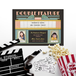 Cartes d'invitation pour jumeaux pour une fête d'a