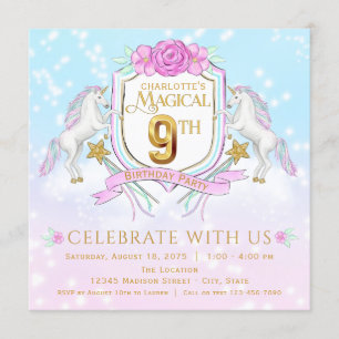 Cartes d'invitation pour la 9e fête d'anniversaire