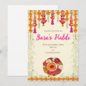 Cartes d'invitation pour la cérémonie Haldi de mar (Devant / Derrière)
