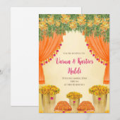 Cartes d'invitation pour la cérémonie Haldi de mar (Devant / Derrière)