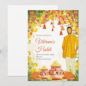 Cartes d'invitation pour la cérémonie Haldi de mar (Devant / Derrière)