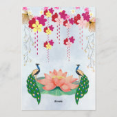 Cartes d'invitation pour la cérémonie indienne de  (Dos)