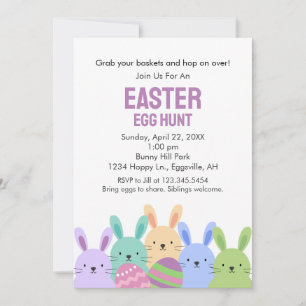 Cartes d'invitation pour la chasse aux œufs et les