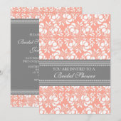 Cartes d'invitation pour la douche nuptiale Coral  (Devant / Derrière)