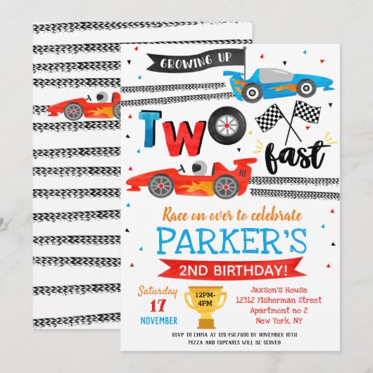  Cartes d'invitation pour la fête d'anniversaire d (Devant / Derrière)