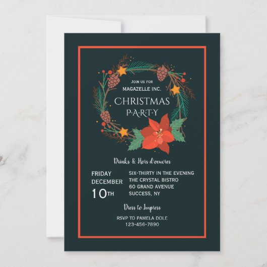 Cartes d'invitation pour la fête de fin d'année d' (Devant)