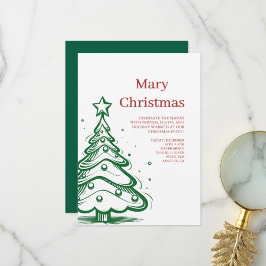 Cartes d'invitation pour la fête de Noël (Devant/Arrière en situation)