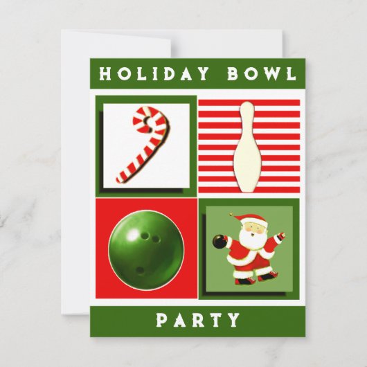 Cartes d'invitation pour la fête de Noël de bowlin (Devant)