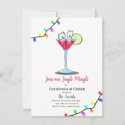 Cartes d'invitation pour la fête de Noël de Westie (Devant)