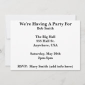 Cartes d'invitation pour la fête de retraite des e (Dos)