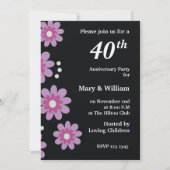 Cartes d'invitation pour la fête du 40e anniversai (Dos)