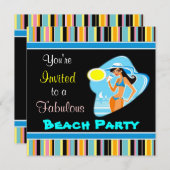 Cartes d'invitation pour la fête sur la plage (Devant / Derrière)