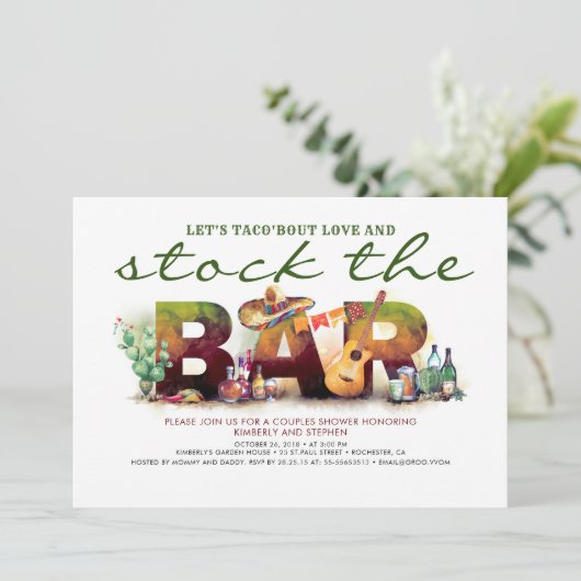 Cartes d'invitation pour la fête Taco Fiesta Stock (Debout devant)