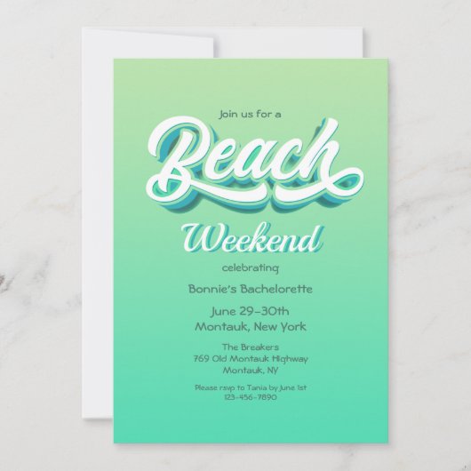 Cartes d'invitation pour la plage (Devant)