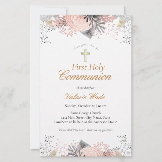 Cartes d'invitation pour la première communion ave (Devant)