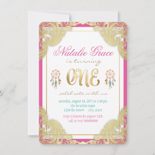 Cartes d'invitation pour la première fête d'annive (Devant)