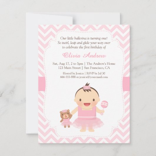 Cartes d'invitation pour la première fête d'annive (Devant)