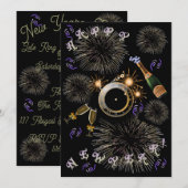 Cartes d'invitation pour la Saint-Sylvestre avec h (Devant / Derrière)