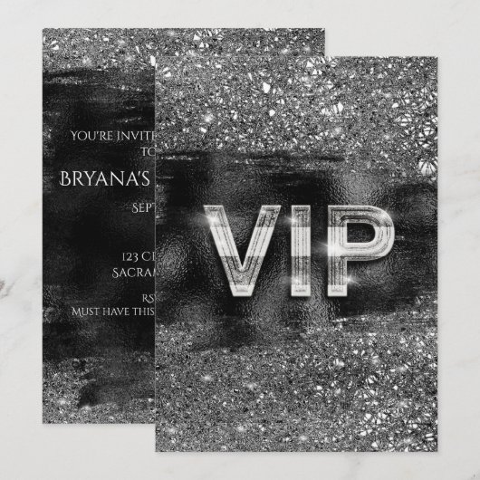 Cartes d'invitation pour la soirée VIP du Silver B (Devant / Derrière)