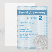 Cartes d'invitation pour l'anniversaire bleu du ga (Devant / Derrière)