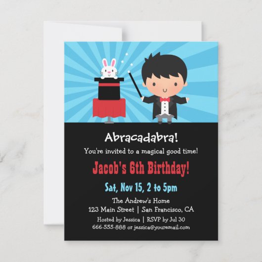 Cartes d'invitation pour l'anniversaire de magie p (Devant)
