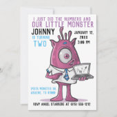 Cartes d'invitation pour l'anniversaire de monstre (Devant)