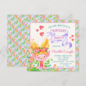 Cartes d'invitation pour l'anniversaire de Troll (Devant / Derrière)