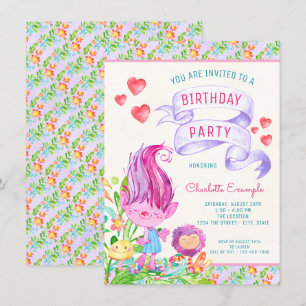 Cartes d'invitation pour l'anniversaire de Troll