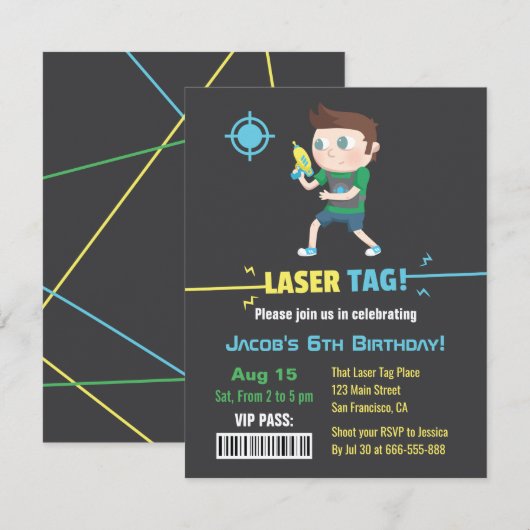 Cartes d'invitation pour l'anniversaire des garçon (Devant / Derrière)