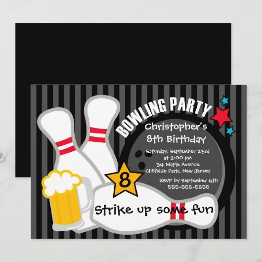 Cartes d'invitation pour l'anniversaire des garçon (Devant / Derrière)