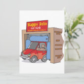Cartes d'invitation pour Lavage de voiture Happy A (Debout devant)