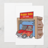 Cartes d'invitation pour Lavage de voiture Happy A (Devant / Derrière)